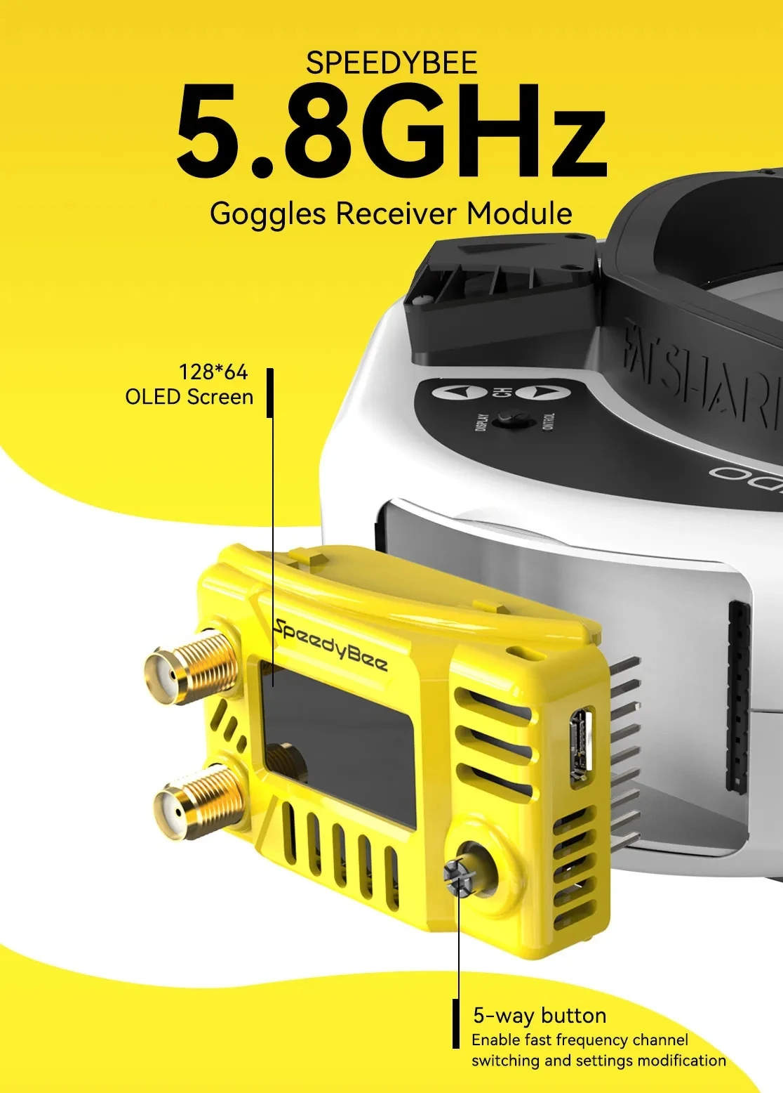 Drone Compass - SpeedyBee FPV-brilmodule 5,8GHz - 128x64 OLED